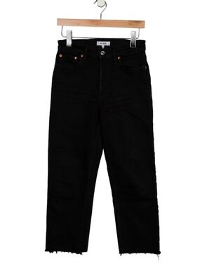 Black Mid-Rise RE/DONE straight leg jeans, size 27